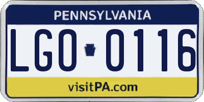 PA license plate LGO0116