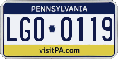 PA license plate LGO0119