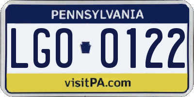 PA license plate LGO0122