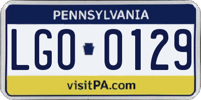 PA license plate LGO0129