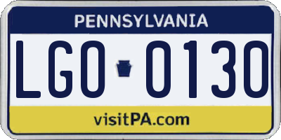 PA license plate LGO0130