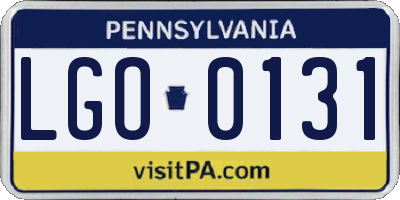 PA license plate LGO0131