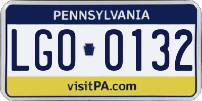 PA license plate LGO0132