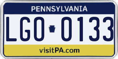 PA license plate LGO0133