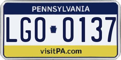 PA license plate LGO0137