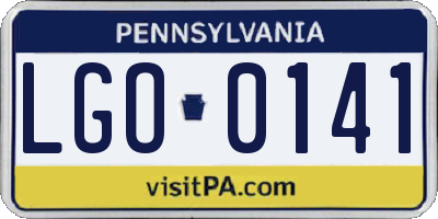 PA license plate LGO0141