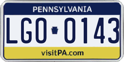 PA license plate LGO0143