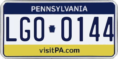 PA license plate LGO0144