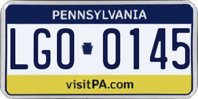 PA license plate LGO0145