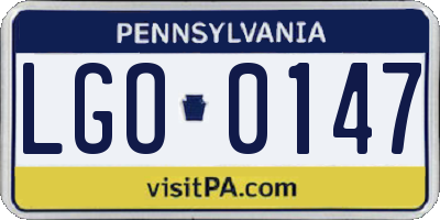 PA license plate LGO0147