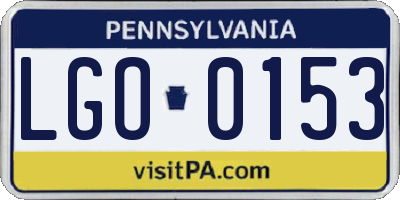 PA license plate LGO0153