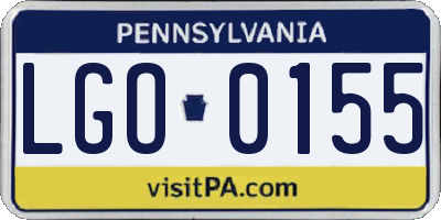 PA license plate LGO0155