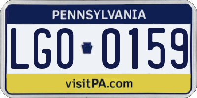 PA license plate LGO0159