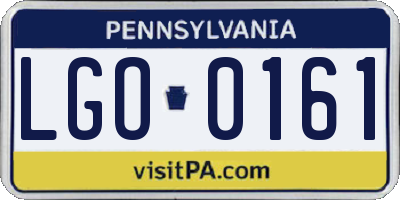 PA license plate LGO0161