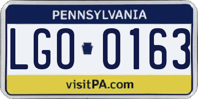PA license plate LGO0163