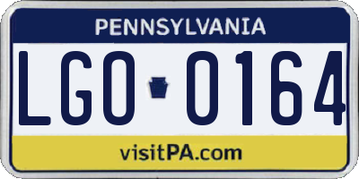 PA license plate LGO0164