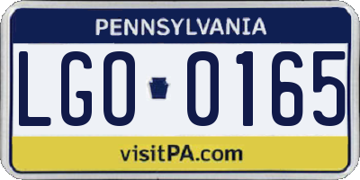 PA license plate LGO0165