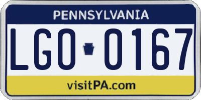 PA license plate LGO0167