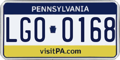 PA license plate LGO0168