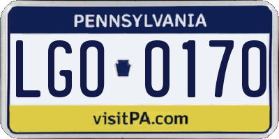 PA license plate LGO0170