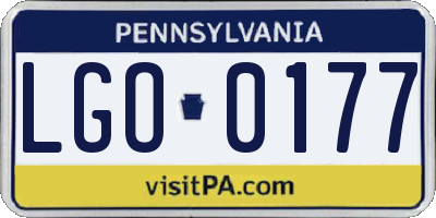 PA license plate LGO0177