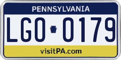 PA license plate LGO0179
