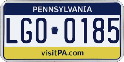 PA license plate LGO0185