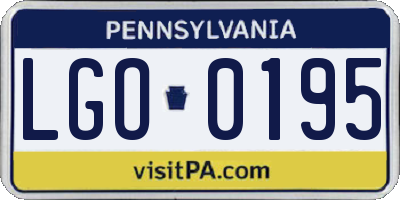 PA license plate LGO0195
