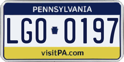 PA license plate LGO0197