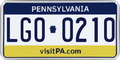 PA license plate LGO0210
