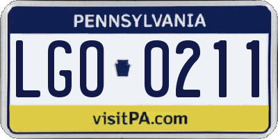PA license plate LGO0211