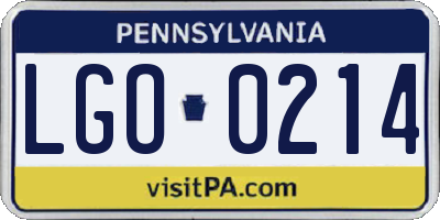 PA license plate LGO0214