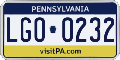 PA license plate LGO0232