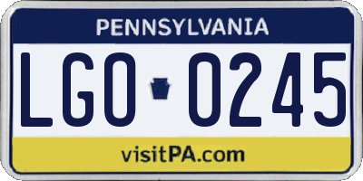 PA license plate LGO0245