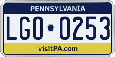 PA license plate LGO0253