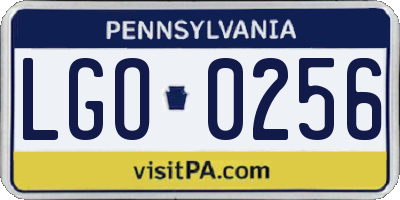 PA license plate LGO0256