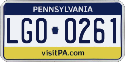 PA license plate LGO0261
