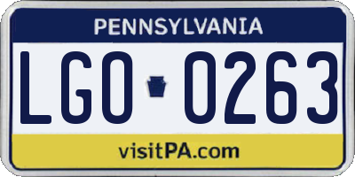 PA license plate LGO0263