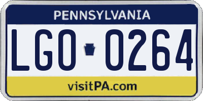 PA license plate LGO0264