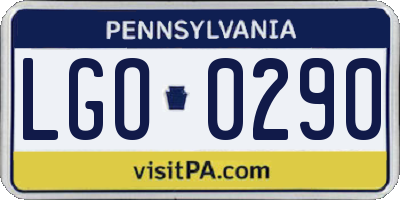 PA license plate LGO0290