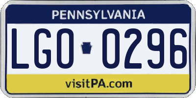 PA license plate LGO0296