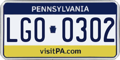 PA license plate LGO0302