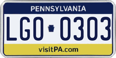 PA license plate LGO0303