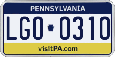 PA license plate LGO0310