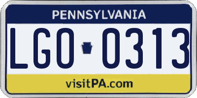 PA license plate LGO0313