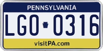 PA license plate LGO0316