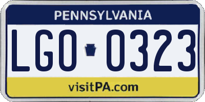 PA license plate LGO0323