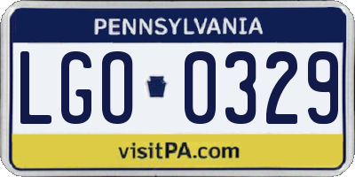 PA license plate LGO0329