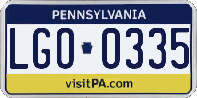 PA license plate LGO0335