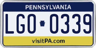 PA license plate LGO0339